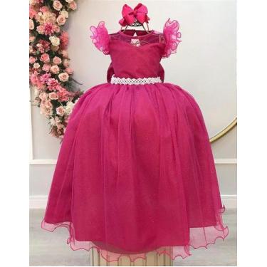 Imagem de Vestido Infantil Juvenil Pink para Formatura com Tule e Glitter - Fabu