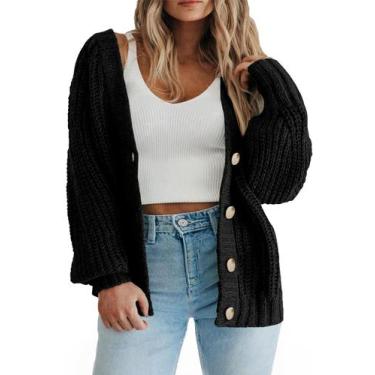 Imagem de Suéter feminino Eytino Plus Size Chunky Kit preto 2X