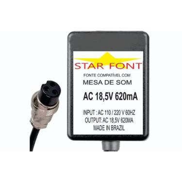Imagem de Fonte AC 18,5V 0.620A para Mesa de Som Mixer Yamaha PA-10 e Modelos Co
