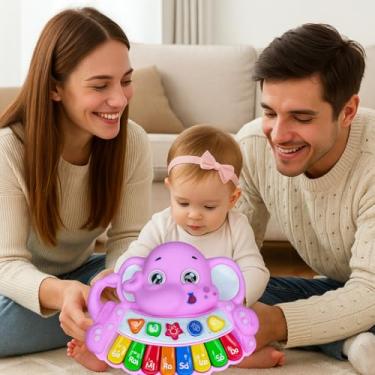 Imagem de Teclado Infantil Elefantinho Educativo com Música, Sons de Animais, Luzes e Diversão Garantida
