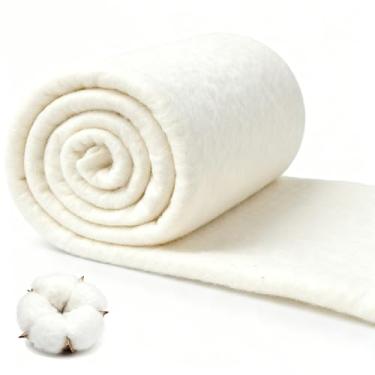 Imagem de Batting de algodão natural para confecção de costura acolchoado - 200GSM peso médio para colcha rebatida por rolo, estofamento de algodão para almofadas de sofá e reparo de móveis, projetos DIY, fofo