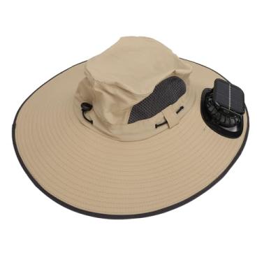 Imagem de Zopsc Chapéu de Sol Com Resfriamento de Ventilador Com 2 Ventiladores Solares UPF50 Chapéu Recarregável USB de Secagem Rápida para Esportes Ao Ar Livre na Praia, Material de Nylon (Cáqui)