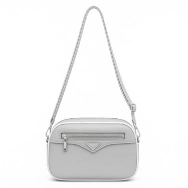 Imagem de ALWY Bolsa Feminina Transversal Couro Sintético Pequena Passeio (Prateado)