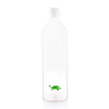 Imagem de Balvi Garrafa de água de vidro Atlantis Turtle com figura de tartaruga verde dentro, vidro borossilicato, capacidade de 1,2 L, lavável na lava-louças, ideal para uso doméstico ou escritório – Botella