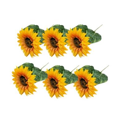 Imagem de Flor Girassol Kit 6 Unidades Artificial Realista 47cm