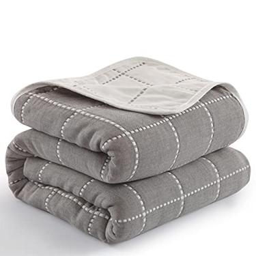 Imagem de Cobertor de toalha, gaze, padrão floral, padrão xadrez, único, cobertor de toalha grande, tecido de 6 camadas, cobertor quente, 100% algodão, cobertor de gaze para sesta, 90 x 100, cobertor de viagem