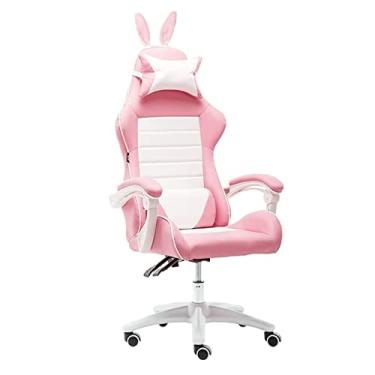 Imagem de Cadeiras de secretária de escritório cadeira de escritório bonita cadeira de escritório com orelhas de coelho encosto de PU cadeira ergonómica para computador cadeiras de gestão giratórias com apoio