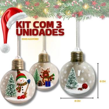Imagem de Kit Bola De Natal Enfeite Para Arvore De Natal Decoração Led Pisca Pis