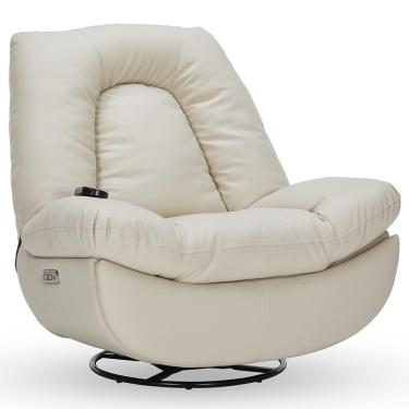 Imagem de Poltrona Reclinável Elétrica com Massagem e Aquecimento Salvana L07 Couríssimo Bege - Lyam Decor