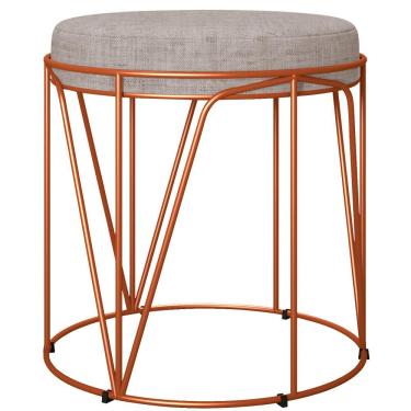 Imagem de Puff Decorativo Aramado Bronze Zaya L02 Linho Bege - Lyam Decor