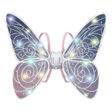 Imagem de asas de borboleta infantil com LED música e movimento fantasia de fada