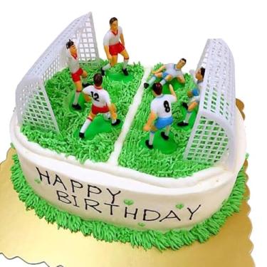 Imagem de Toyvian Conjunto de Topo de Bolo de Futebol, 8 Peças Com 6 Jogadores de Futebol E 2 Gols, Decoração de Bola, Cupcake para Festa de Aniversário, Suprimentos para Decoração de Bolo para Meninos