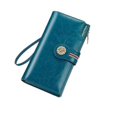 Imagem de Carteira Feminina William Polo Luxo De Couro Legitimo (Azul Petroleo)