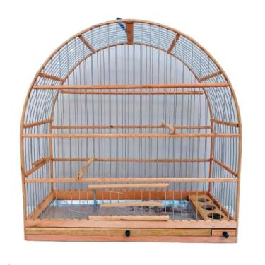 Imagem de Gaiola De Madeira E Arame Pássaros Pequenos