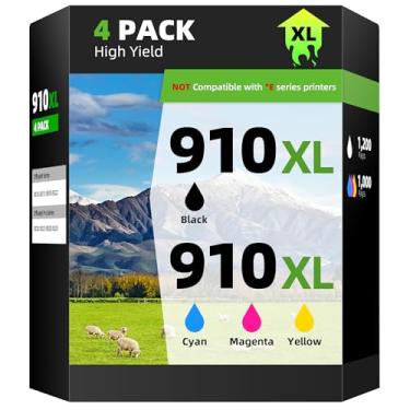 Imagem de Pacote combo de cartuchos de tinta 910XL 910 de substituição para HP 910 XL 910XL Multipack para OfficeJet Pro 8028 8035 8020 8025 8022 8010 8015 8018 8030 (pacote com 4, preto/ciano/magenta/amarelo)