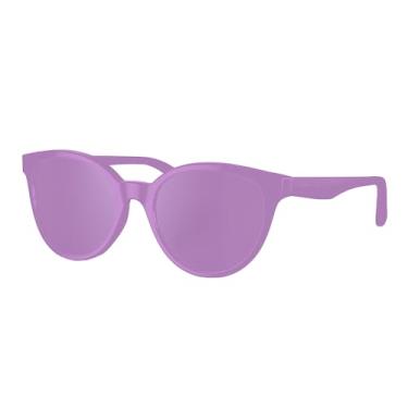 Imagem de Versace Óculos de sol infantil armação lilás com glitter, lentes violeta espelhadas cinza, 46 mm, roxo, Roxo