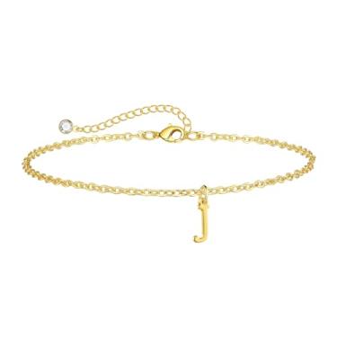 Imagem de Sargetou Tornozeleira feminina com inicial dourada, banhada a ouro 14 k, moderna, leve, impermeável, delicada, tornozeleira, verão, praia, joias, presente, 8, Latão, Sem Pedra Preciosa
