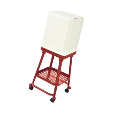 Imagem de IEUDNS Lixeira com rodas, cesto de lixo removível, lixeira criativa doméstica, com rodinhas para sala de estar, banheiro e casa, Vermelho