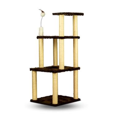 Imagem de Arranhador Torre pata Gatos 4 andares Com Cama de Cestinha e Brinquedo (Cappuccino)