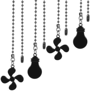 Imagem de Otoolling Pacote com 4 extensores de corrente para ventilador de teto, 29 cm, extensores de corrente para lâmpada de teto, extensor de cabo de lâmpada decorativa para sala de estar e quarto (preto)