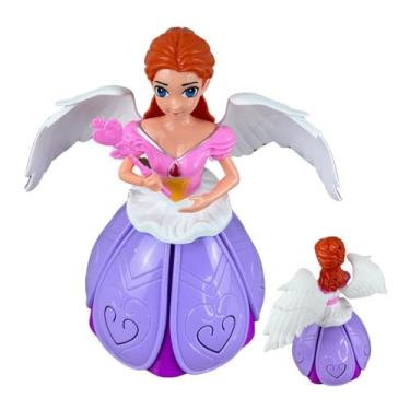 Imagem de Boneca Princesa Mágica com Asas, Vestido Giratório Roxo e Rosa, Musical e Iluminada, Brinquedo Infantil para Crianças de 3 a 36 Meses