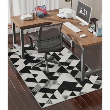 Imagem de chakme Tapete de cadeira de escritório para piso de madeira, 122 x 91 cm, protetor de mesa de computador fácil de deslizar para cadeira de rodinhas embaixo da mesa, suporte antiderrapante, lavagem à