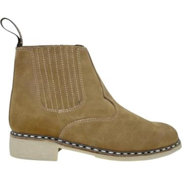 Imagem de Botina Vira Francesa Passeio Trabalho Costurada a Mão em Couro Elástico Coberto Bico Redondo Oliveira 04 (OLIVA, PADRÃO, BR, Adulto, Numérico, 38)