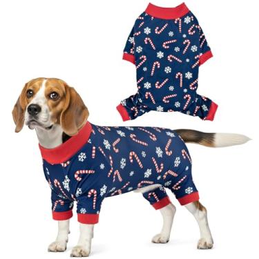 Imagem de CooShou Pijama de Natal para cachorro, macacão macio para animais de estimação, roupa de fantasia para cães pequenos, médios e grandes, padrão M