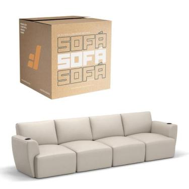Imagem de Sofá 4 Lugares Sala De Estar em Couro Bovino Modular Damie Na Caixa, O