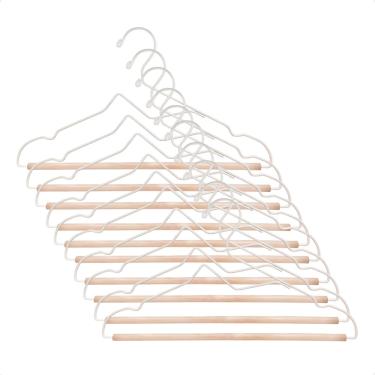 Imagem de Kit 50 Cabide Ferreiro com Barra em Madeira para Organização de Roupas