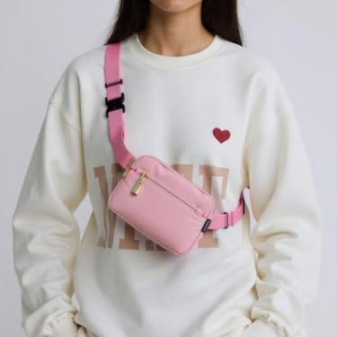 Imagem de Bolsa de cinto feminina e masculina, alça ajustável para corrida, viagem, pochete leve, impermeável, bolsa transversal de alta capacidade, rosa, Tendência