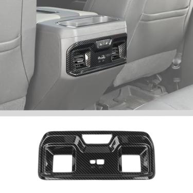 Imagem de JWWY Painel de ventilação de ar condicionado traseiro HVAC controle climático painel de saída de ar guarnição apto para 2022-2024+Chevy Silverado GMC Sierra acessórios interiores fibra de carbono ABS