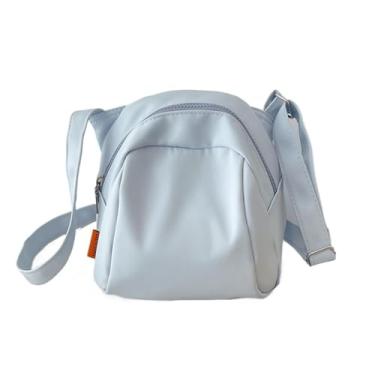 Imagem de Bolsa tiracolo feminina moderna, leve, minimalista, de couro, casual, de ombro único, mini bolsa com alça larga, Azul claro