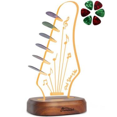 Imagem de Suporte de palhetas de guitarra Light Up com 6 palhetas de madeira de 