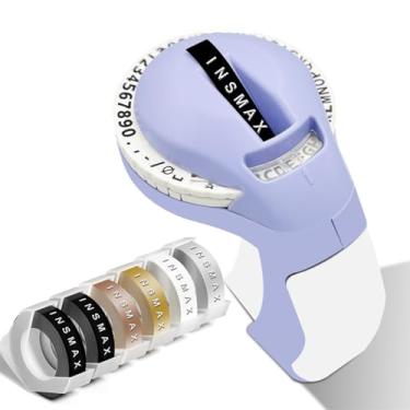 Imagem de INSMAX Máquina de fazer etiquetas em relevo com fitas, mini gravadora de etiquetas com 6 rolos de fitas de etiqueta em relevo para casa, escritório, faça você mesmo e artesanato (roxo)
