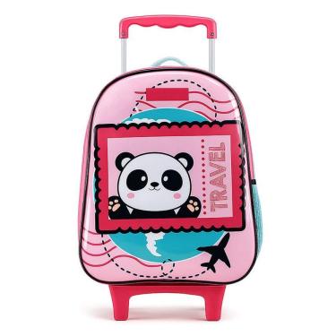 Imagem de Mochila Escolar Infantil Com Rodinhas Panda 12310 Rosa - Xeryus