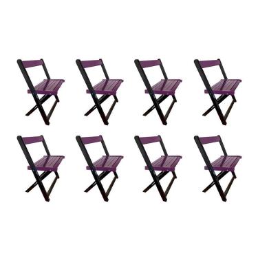 Imagem de Kit 8 Cadeiras De Madeira Dobrável Roxo