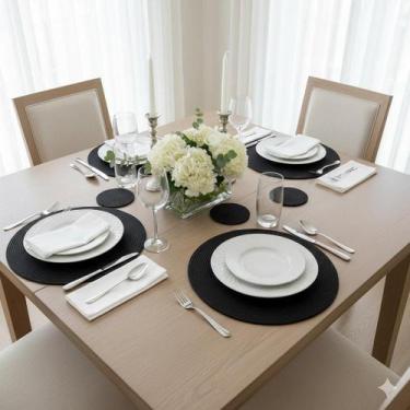 Imagem de Kit Jogo Americano Redondo Mesa Decorativo Jantar Descanso de Prato - 