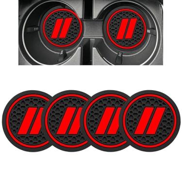 Imagem de YOSRTER Porta-copos com 4 peças para Dodge Charger Durango SRT Challenger Journey Dart antiderrapante para copos de 6 cm para acessórios Dodge (acabamento vermelho)