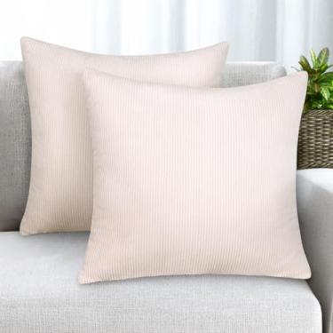 Imagem de KENOBE Pacote com 2 capas de almofada 45,7 x 45,7 cm, capas de almofada nórdicas modernas de veludo cotelê macio, decoração de casa de Natal para sofá-cama, sofá, sala de estar, capas de almofada