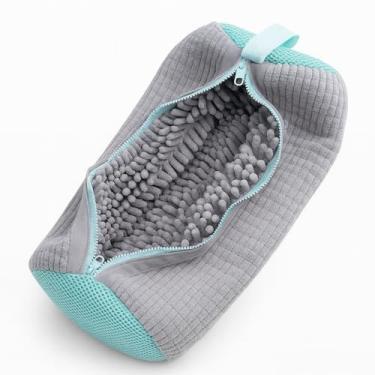 Imagem de Bolsa para lavar tenis pratica duravel protege durante a lavagem ideal para maquinas de lavar roupas (CINZA)