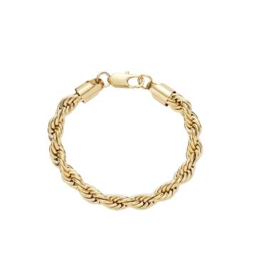Imagem de Pulseira masculina de aço inoxidável com acabamento em ouro 18K