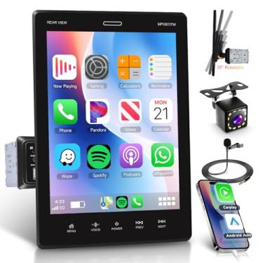 Imagem de Estéreo automotivo Din Touchscrren de 9,5 polegadas com carro Android Carplay, tela sensível ao toque destacável IPS 1080p, 5.0 Bluetooth, câmera de backup 12LED IP69K, rádio FM GPS, USB/AUX, link