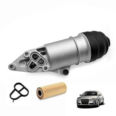 Imagem de Caixa de filtro de óleo de alumínio 06E115405C compatível com Audi A4 A5 A6 A7 A8 Quattro Q5 Q7 RS5 S4 S5 SQ5 substitui # 06E115405A 06E115405K 95810701010