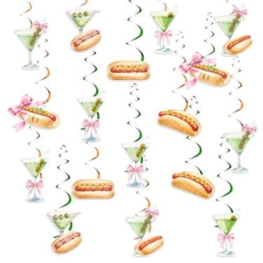 Imagem de Hot Dog Martini Hanging Swirls Streamers 24pcs Hotdog Martini Birthday Decors Margarita Cocktail Sausage Bachelorette Hanging Decor Hotdog Bar Fast Food Bridal Shower Engagement Wedding Party Supplies