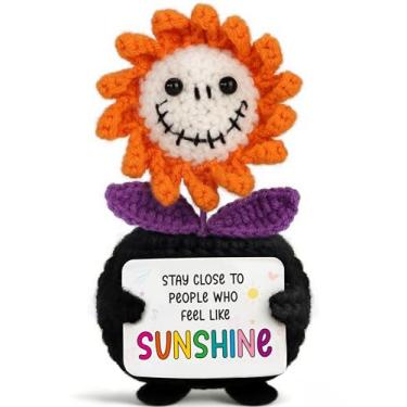 Imagem de TKGIFTHOT Presente engraçado de amizade para ela, melhor amiga, colega de trabalho, crochê positivo, girassol, suporte emocional, feito à mão, presente inspirador de luz do sol para mulheres e homens