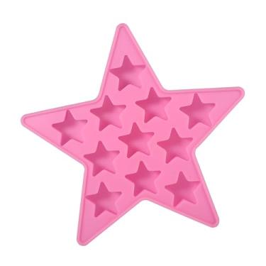 Imagem de AUNMAS Molde Dado Forma Estrela Dos Cubos de Gelo, Fabricante de Gelo Reusável Fácil Limpo do Silicone Produto Comestível da Vara para a Festa da Barra (Rósea)