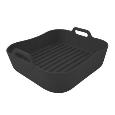Imagem de Forma para Air Fryer em Silicone, Quadrada 21x7cm, Vermelha, Antiaderente, Resistente até 230°C (Preto)