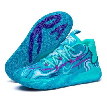 Imagem de Wqsugnt Tênis De Basquete Masculino Multicolorido De Cano Alto, Antiderrapante, Respirável, Para Corrida, Leve, Para Academia Ao Ar Livre (Azul-Roxo, 9)