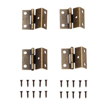 Imagem de 4 pcs Antique Armário Porta Bagagem Mobiliário Dobradiça 5 Furos Decoração Jóias Caixas De Madeira Chinês Decoração de Móveis Dobradiças 25 * 15 * 12mm YYDFPIIA (Color : A)